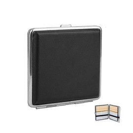 Schwarz PU Zigarettenschachtel,Zigarettenetui, mit Schnappverschluss Metall Zigarettencase für Hand Hosen (1 Pack)