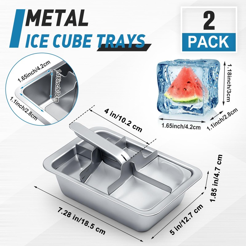 Yaocom 2 Pcs 6 Slot Stainless Steel Ice Cube Maker