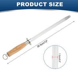 uxcell 12 Inch Sharpening Steel Honing Rod, High Carbon Steel Sharpening Rod Knife Sharpener Steel for Kitchen Knife Silver