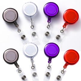 【4 Colors 8 Pieces】AquaLoach Colorful ID Holder with 75cm Extendable Reel, Compatible with Name Tag, Employee ID, IC Card
