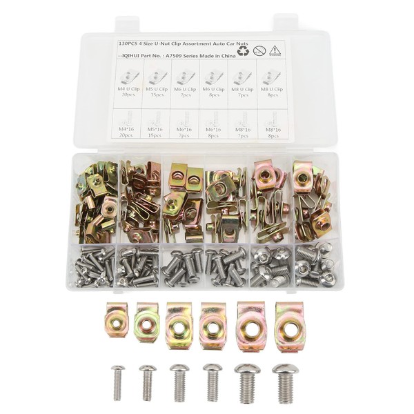 130pcs U Nut Clip, M4 M5 M6 M8 Stainless Steel