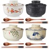 LemonRoad 4 Pack 25oz Ceramic Ramen Bowl with Lid Microwavable