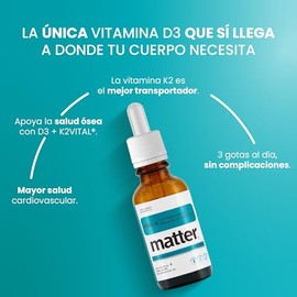 Matter Desol-K, Suplemento en Gotas de Vitamina D3 Colecalciferol y Vitamina K2 Menaquinona-7 K2VITAL, Apoyo Óseo, Inmunológico y Cardiovascular, Abso