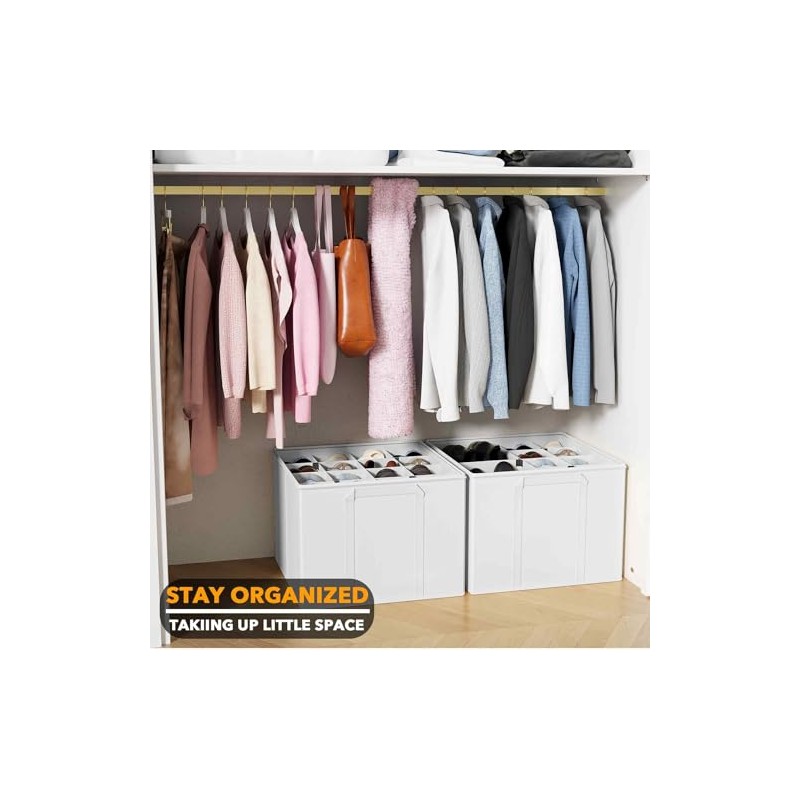 SpaceAid Shoe Organizer for Closet, 2 Pack Foldable Shoe Storage
