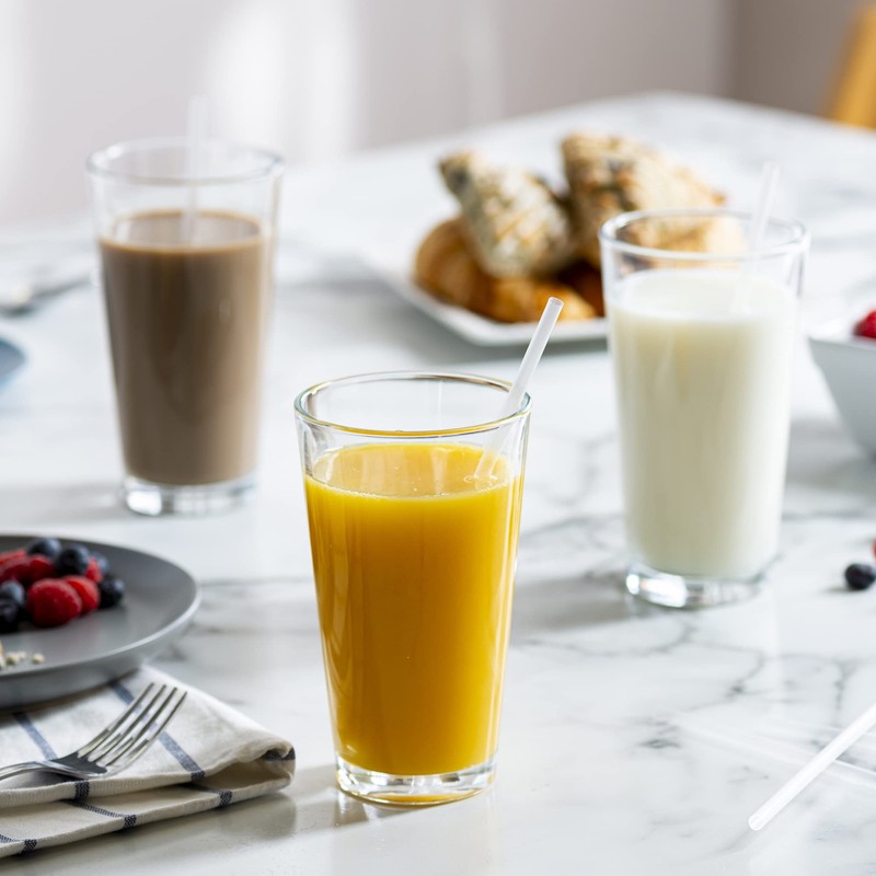 [500 Pack] Disposable Plastic Drinking Straws - 7.75"High - Clear