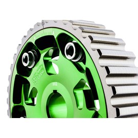 VMS RACING Adjustable Fang CAM GEAR in GREEN Anodized Machined CNC Billet Aluminum Compatible with Honda Civic D15 D16 1.5L 1.6L SOHC 96-00 1996-2001
