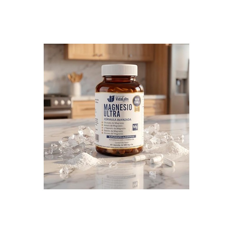 Magnesio Ultra Nutrientes VidaLabs 60 Capsulas, 5 Tipos de Magnesio