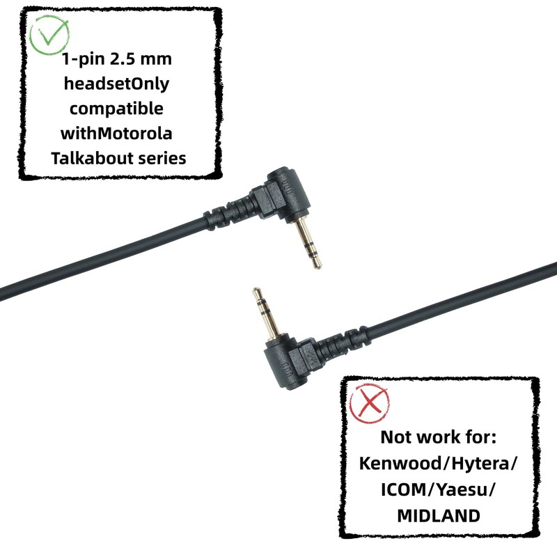 1-Pin 2.5mm Walkie Talkies Earpiece Headse with PTT Mic Compatible