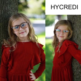 Hycredi Kids Blue Light Blocking Glasses，Anti Eyestrain & UV Protection, Computer Gaming TV Phone Glasses for Boys Girls-Clear Pink+Black+Leopard