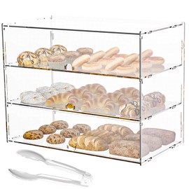 Cityjoy 3-Tier Commercial Bakery Display Case, 19.49"x 14.96"x 10.23" Pastry Display Case Countertop Display Cabinet Box for Bread Dessert Food Cookie Baking