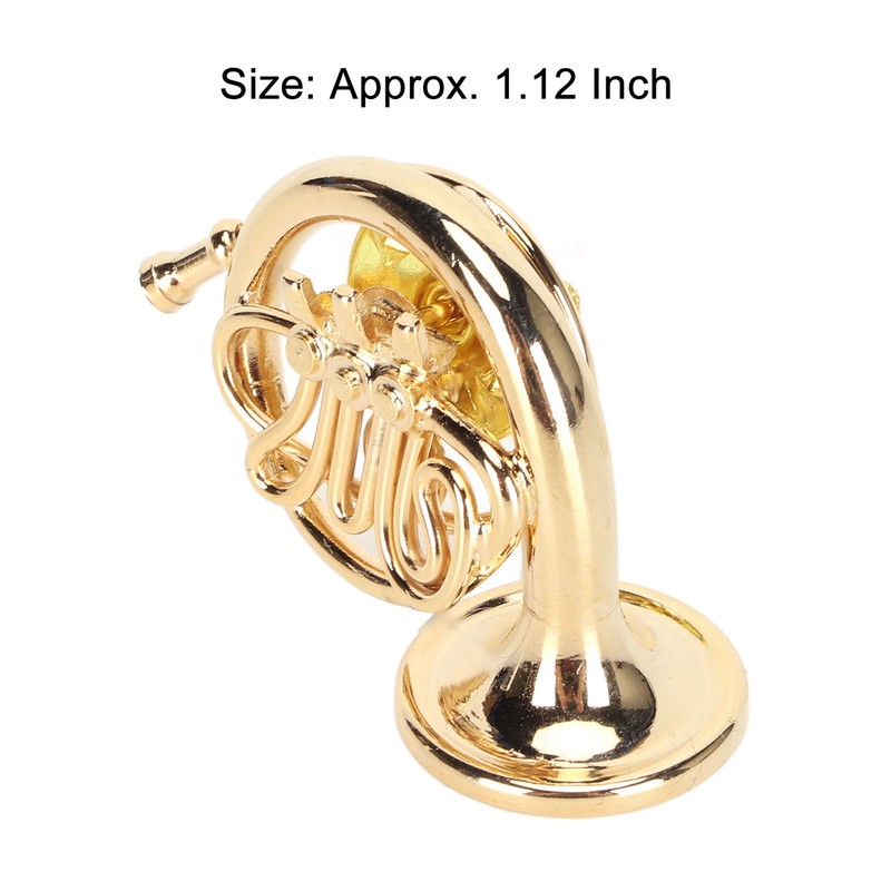 Gold Miniature French Horn Shaped Lapel Brooch Pin Brass Mini