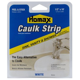 Homax Sink, Vanity and Shower Caulk Strip, White, 1/2" x 10' - 41072390385