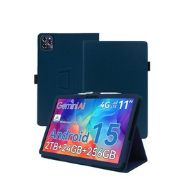 Case for TABWEE W90 Tablet Android 15 11 Inch，WUNIAK Premium Leather Business Folio Stand Cover for TABWEE W90 Tablet Android 15 11 Inch with Hand Strap for Tablet,Blue