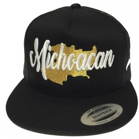Unbranded El Mapa De Michoacan Aguila Silver A Lado 2 Logos Hat Black Mesh