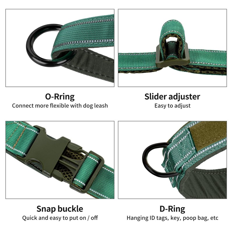 Annchwool No Pull Dog Harness with Padded Handle+5 Ft Leash,Reflective