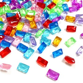 WELANE Acrylic Gems, 100 PCS Colorful Rectangle Gemstones for Home Decor, Party Favors (18 X 13mm/0.70 X 0.51in)