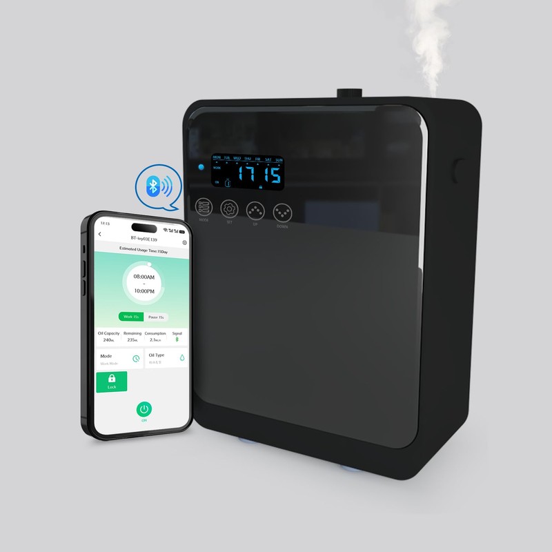 Smart Aroma Diffuser for Home & Business, 240ml Waterless Essential