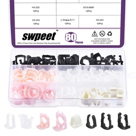 Swpeet 80Pcs 3/8" 5/16" 8 Styles Fuel Line Retainer Clip Assortment Kit, Perfect Replacement Compatible with 3/8" 5/16" Ford Original Part Missing or Failed Fuel Line