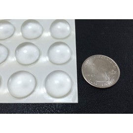 Isolate IT! Hemispherical Clear 0.700" (17.8mm) Dia x 0.380" (9.6mm) H Vibration Isolating Cabinet and Furniture Bumpers - 49 Pack