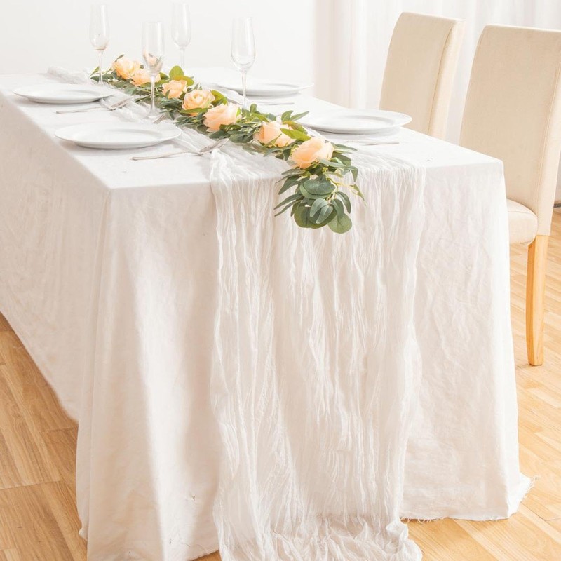 EOWVISN 1Pc Wrinkled Tablecloth, 4Pcs Tablecloth Clip, Muslin Tablecloth, Cheesecloth