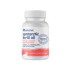 NativePath Wild-Caught Antarctic Krill Oil 500mg - Premium Astaxanthin 200mcg Phospholipid-Bound Omega-3 EPA DHA - Pure Formula GMP Certified Third Party Tested - 30 Softgels