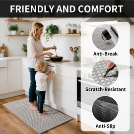 YDKGL Long Kitchen Runner Rugs Kitchen Mat Non Slip Washable, Super Absorbent Soft Chenille Braided Kitchen Mats for Floor, Rubber Backing Kitchen Floor Sink Standing Mat, Easy Clean, Gray 24"x71"