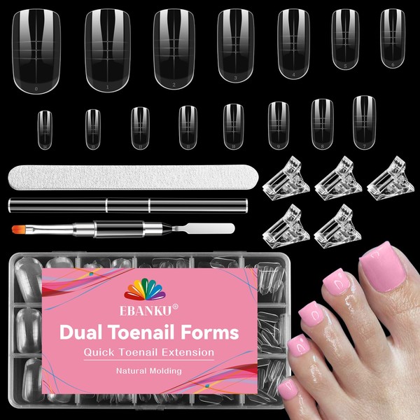Poly Gel Toe Nail Form Set, EBANKU Reusable Toenails Dual