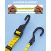 4 Pack 3 Way Flat Adjustable Bungee Cords with Hooks,
