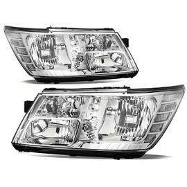 corkiauto Headlights Assembly compatible with 2009-2020 Dodge Journey Head light Headlamp Driver &Passenger Side,Chrome Housing Clear Corner