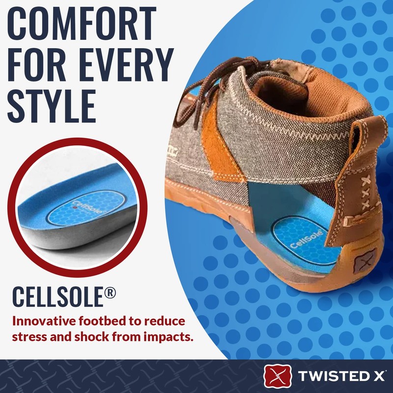 Twisted X Mens CellSole Round Toe Footbed Blue 9