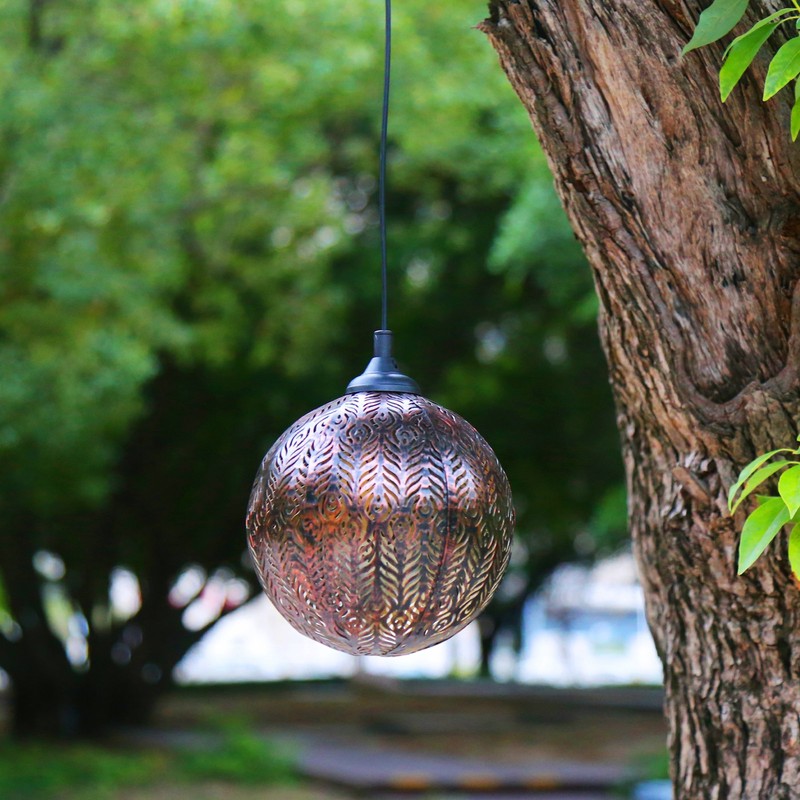 5.9in Solar Lantern Garden Garden LED Solar Hanging Lights Round