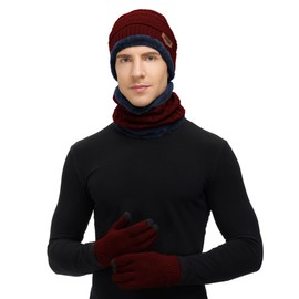 3 Pieces Mens Gift Set Beanie Hat Men Neck Warmer Men Winter Hats For Men Gift Sets For Men Mens Gift Sets Beanie Hat Hat And Scarf Set For Women Scarf For Women Uk Neck Warmer Adult Burgundy