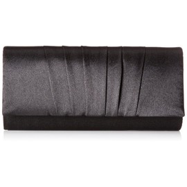 Damara Womens Satin Pleated Clutch Bag Wedding Bridal Prom Evening Handbag,Black(Size:L)