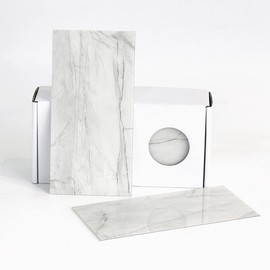 Es DECOR Marble Style Tile Sheet Kitchen Tile Sticker Waterproof Heat Resistant Marble Tile Wall DIY 23 Sheets (Gray White)