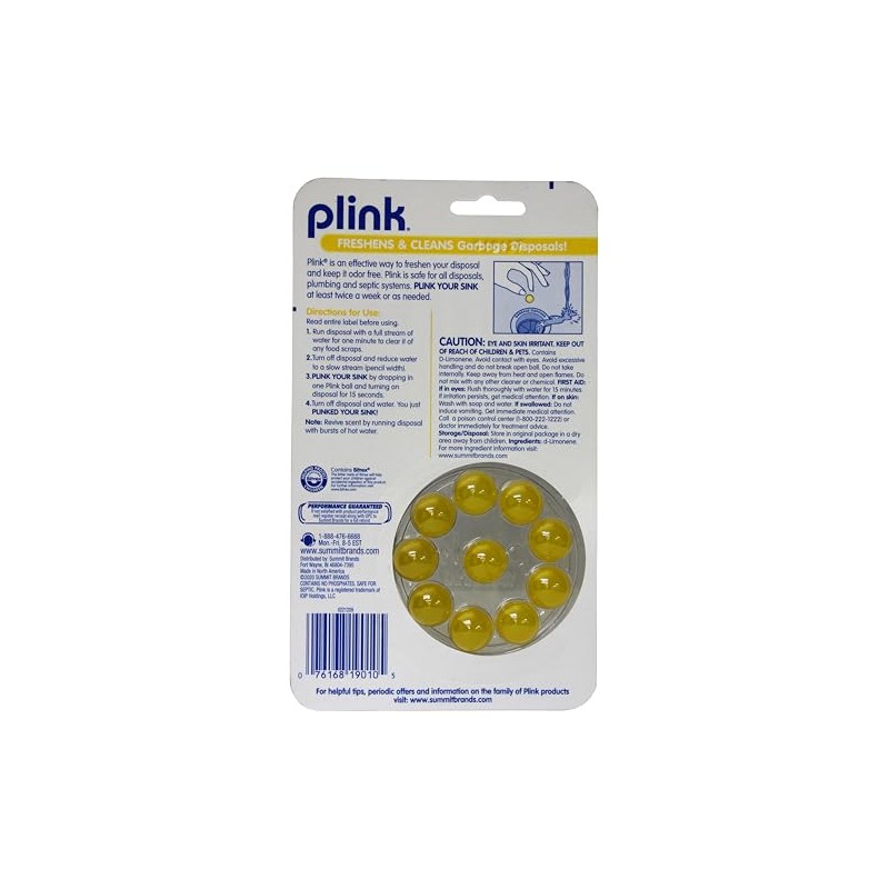 Plink Garbage Disposal Cleaner & Deodorizer 10 Pc Lemon Scented