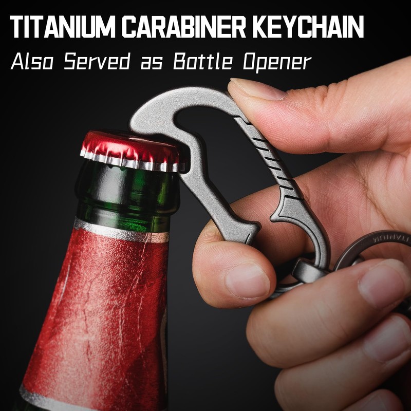 TISUR Titanium Carabiner Keychain Clip, Quick Release Key chain, Bottle