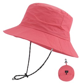 Sun Hat for Men Women Wide Brim UPF 50+ Fishing & Bucket Hat Waterproof Foldable Beach Sun Hat for Hiking Camping Safari Pink