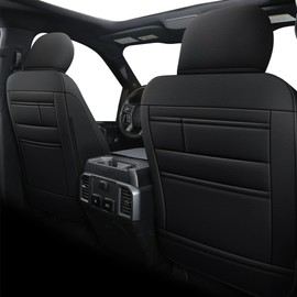 AOMSAZTO Front Seat Covers for Ford F150 XL XLT: 2015-2024 SuperCrew & F250 F350 F450 2017-2024 Super Duty Crew Cab XL XLT Faux Leather Full Set Seat Cover (Black, 2PCS Front)