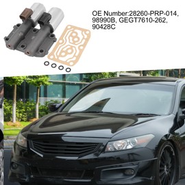 A ABSOPRO Dual Linear Shift Solenoid Valve 28260-PRP-014 with Gasket Transmission at Clutch Pressure Control Solenoid Valve B and C for Honda Accord 2003-2007