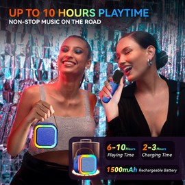 Peski Easter Gifts for Kids, Karaoke Machine for Kids Adults, Portable Bluetooth Mini Karaoke Microphone Singing Speaker with 2 Wireless Mic, Toys for Girls,Birthday, Family,Home Party (Deep Blue)