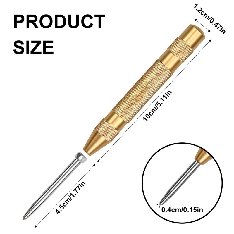 3 Pieces Automatic Center Hole Punch Tool, 5 Inch Automatic