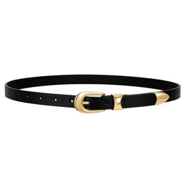 WERFORU Women leather belt Waist Thin Belt for Women Leather Fashion Waist Belt with Gold Buckle