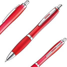 Libetui Set of 50 Ergonomic Ballpoint Pens Red Retractable Ballpoint Pens Blue Large Refill Office Practice Uni Household Ballpoint Pen Set 50 Ballpoint Pens Red