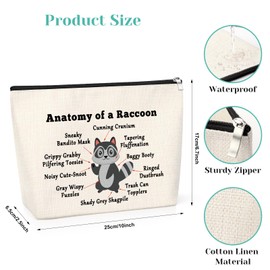 Raccoon Gifts Anatomy of a Raccoon Makeup Bag Raccoon Themed Gift for Raccoon Lover Raccoon Funny Gift for Raccoon Lover Funny Animal Lover Presents for Girl Birthday Christmas Toiletry Bag