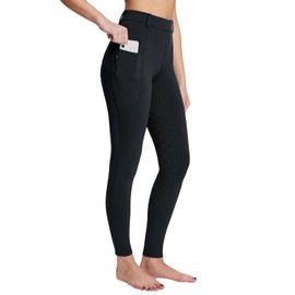 baleaf Women's Winter Riding Pants Full Seat Breeches Fleece Horse Equestrian Tights Horseback Leggings Zipper Pockets Black L