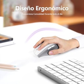 TERPORT F11 Mouse Inalámbrico 2.4 G, Ratón Ergonómico de 4800 DPI 6 Botones, Mouse Oficina Receptor USB, 5 Niveles de DPI Ajustable, Portátil Ratón