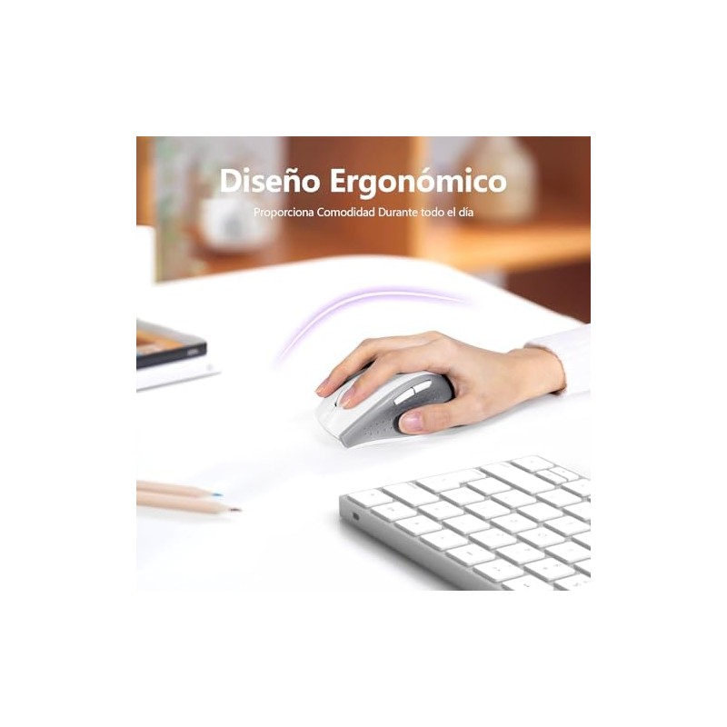 TERPORT F11 Mouse Inalámbrico 2.4 G, Ratón Ergonómico de 4800