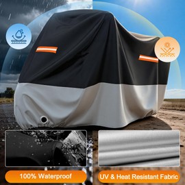 Favoto Motorcycle Cover Waterproof Outdoor - All Season Sun Protection Universal Fit Oxford Cloth with Lock-Holes Rain Snow Dust Proof Fits up to 86.6" Motorbikes Vehicle Motorbike Cover