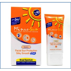 Minus (Sol) Sun SPF40 PA+++ Ivory (New Formula x 1 Ounces) Facial Sun Protection Silky Smooth Plus with Broad Spectrum UVA1 UVA2 and UVB Protection