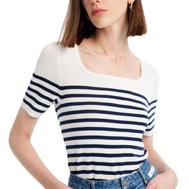 GOELIA T Shirts for Woman Short Sleeve Shirts Basic Tees Crop Summer Tops for Women Trendy Square Neck Women for Going Out